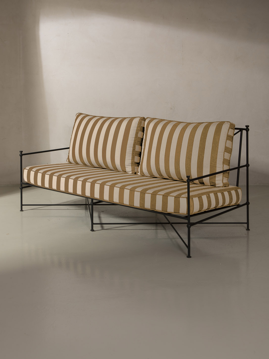 Medaillon wrought iron sofa cover 180cm Ochre and Beige