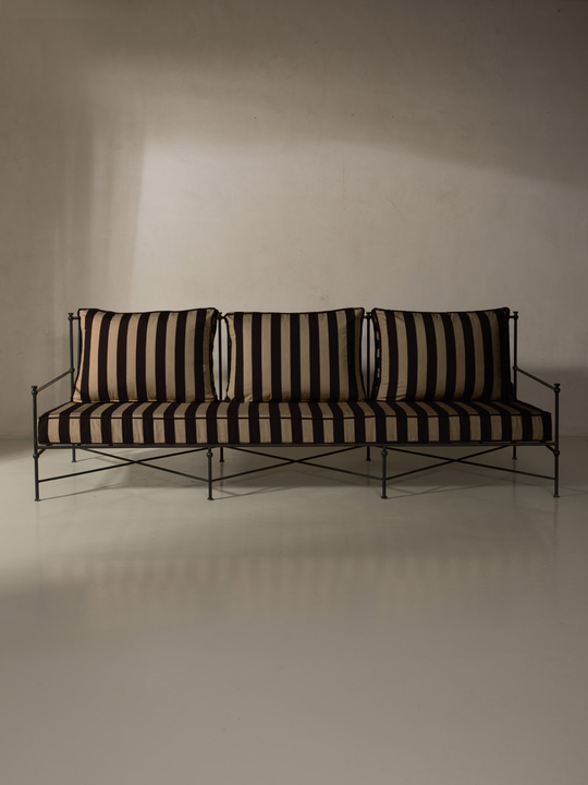 Medaillon wrought iron sofa cover 240cm Black and Beige