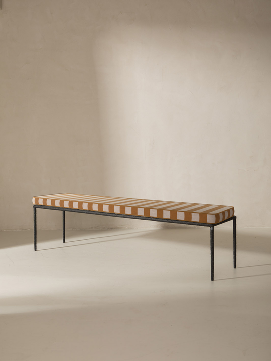 Medaillon bench cover 170cm Mustard and White