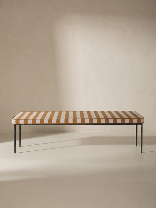 Medaillon bench cover 170cm Mustard and White