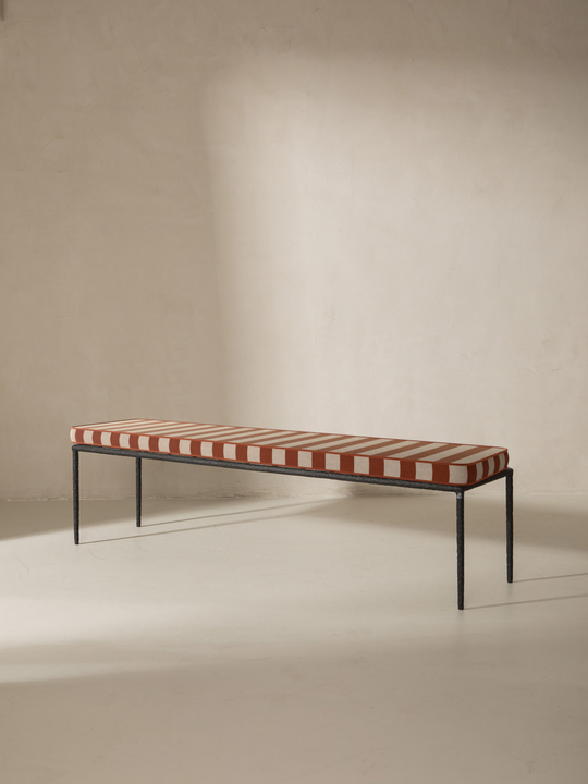 Medaillon bench cover 170cm Tomato and Beige