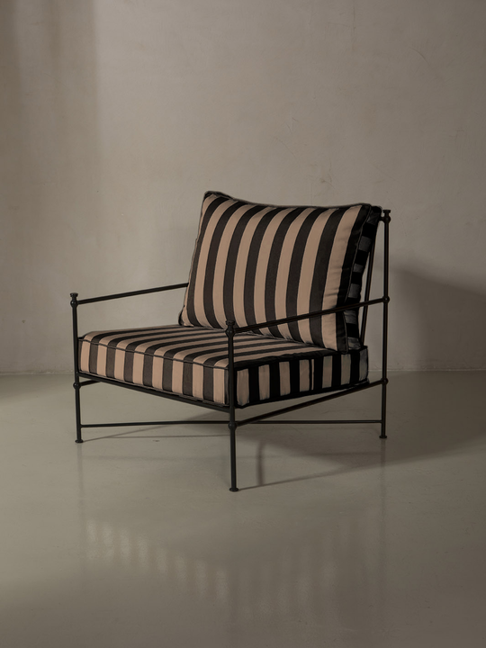 Black and Beige Medallion Armchair Cover