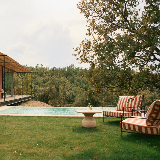 Tomato and Beige Medallion Armchair Cover