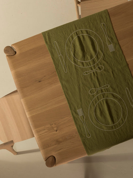 Camino “Duo Minimaliste” lino verde 150x50cm