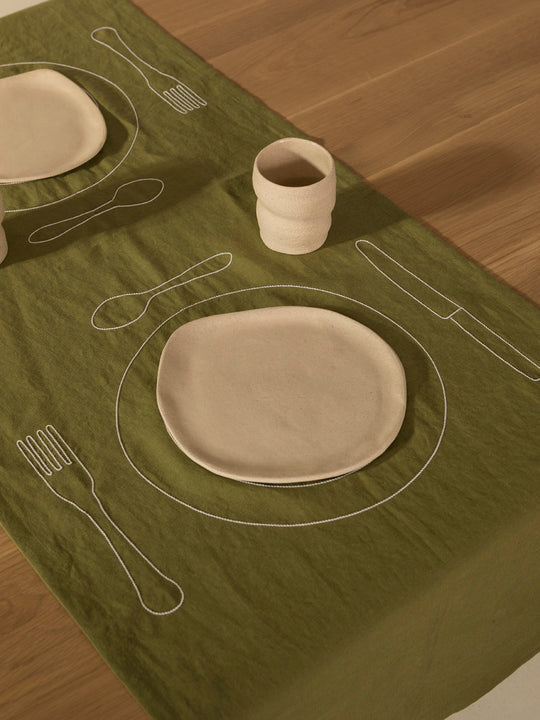 Camino “Duo Minimaliste” lino verde 150x50cm