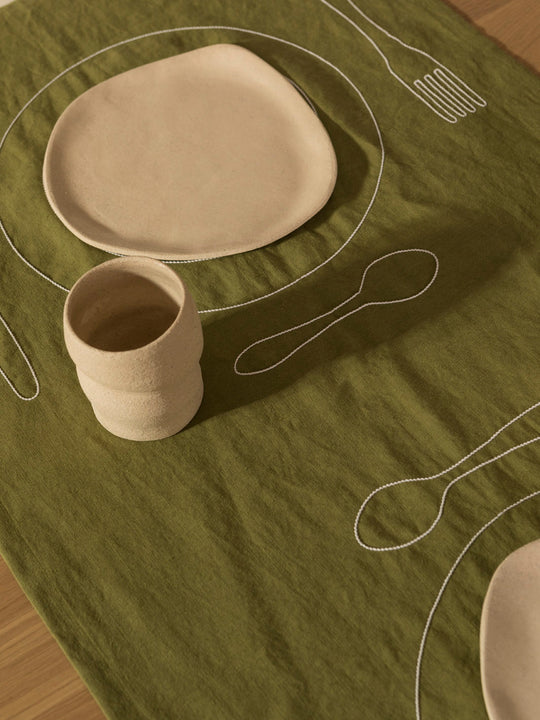 Camino “Duo Minimaliste” lino verde 150x50cm