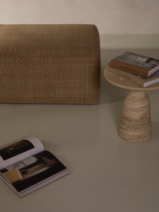 Braided Leather Pouf