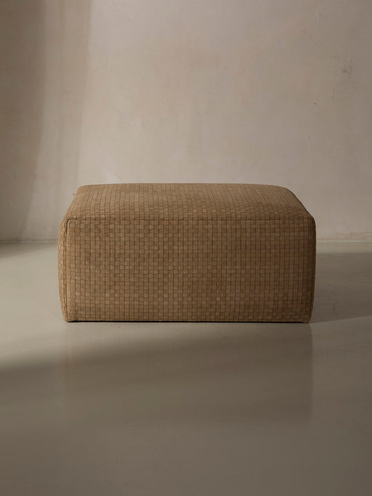 Braided Leather Pouf