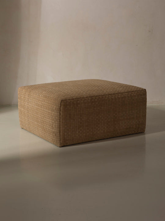 Braided Leather Pouf