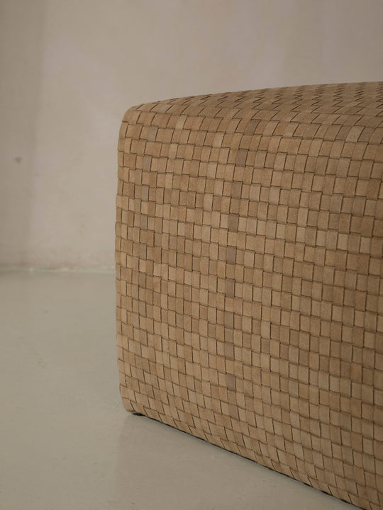 Braided Leather Pouf