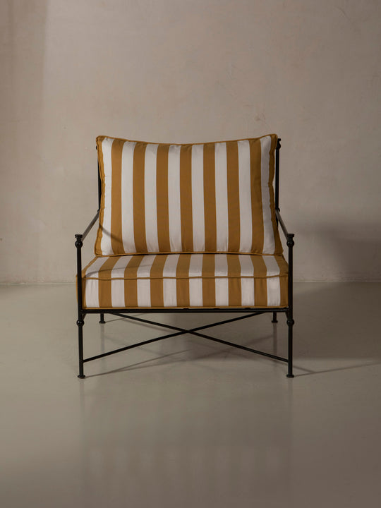 Mustard and White Medallion Armchair Cover