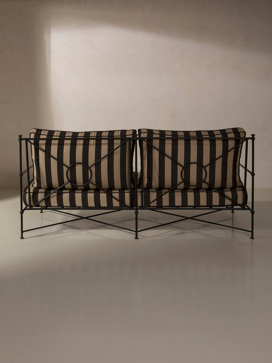 Medaillon wrought iron sofa cover 180cm black and beige