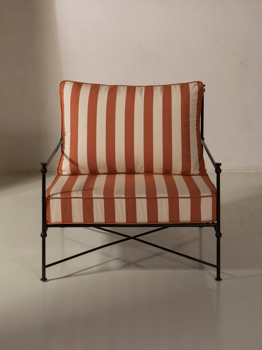 Tomato and Beige Medallion Armchair Cover