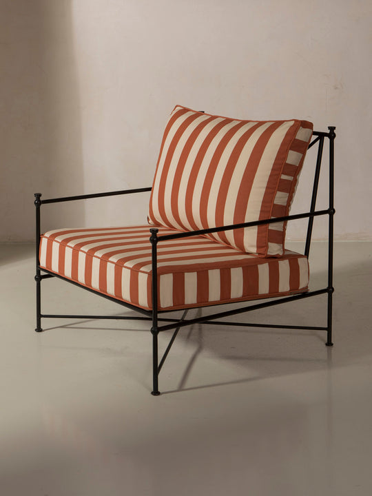 Tomato and Beige Medallion Armchair Cover