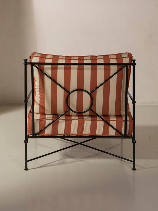 Tomato and Beige Medallion Armchair Cover