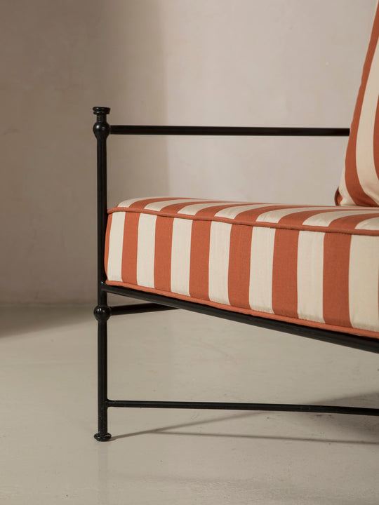 Tomato and Beige Medallion Armchair Cover