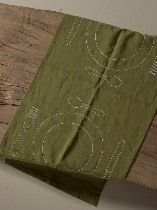 Camino “Duo Minimaliste” lino verde 150x50cm