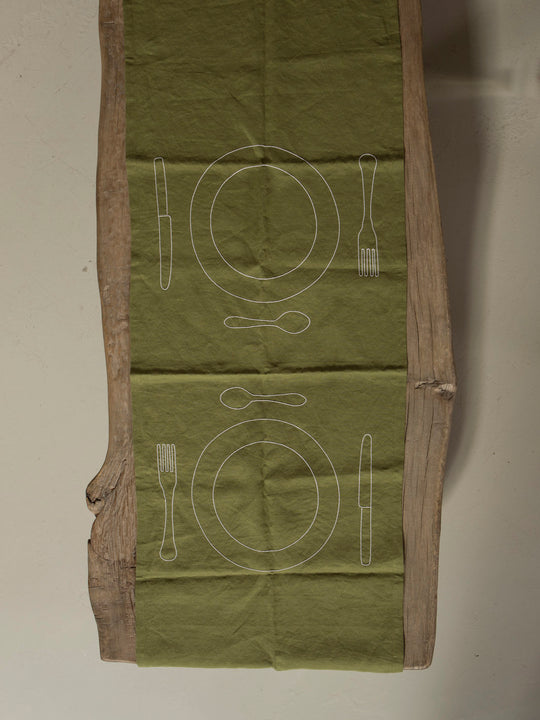 Camino “Duo Minimaliste” lino verde 150x50cm