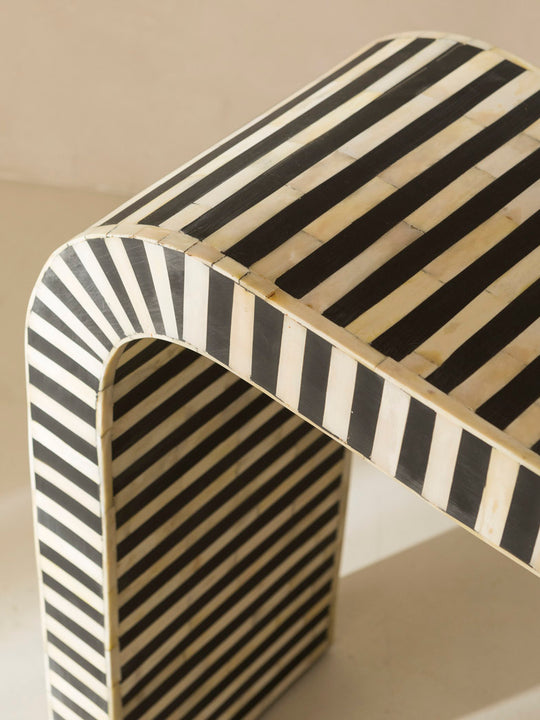 African marquetry oval console