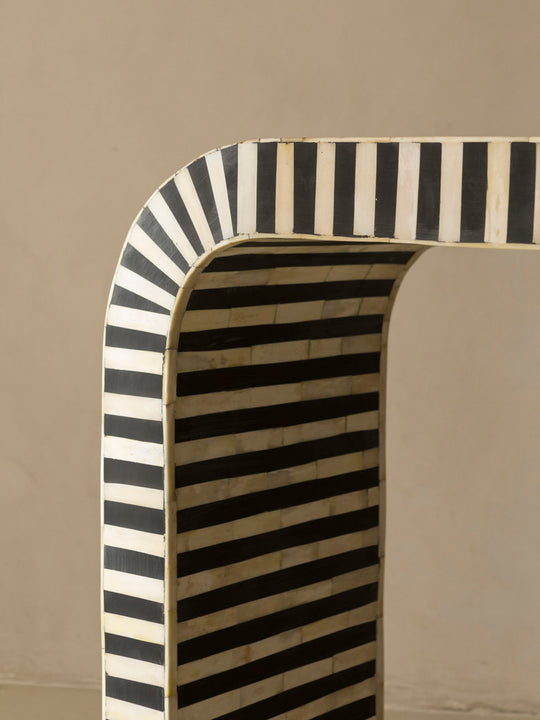 African marquetry oval console