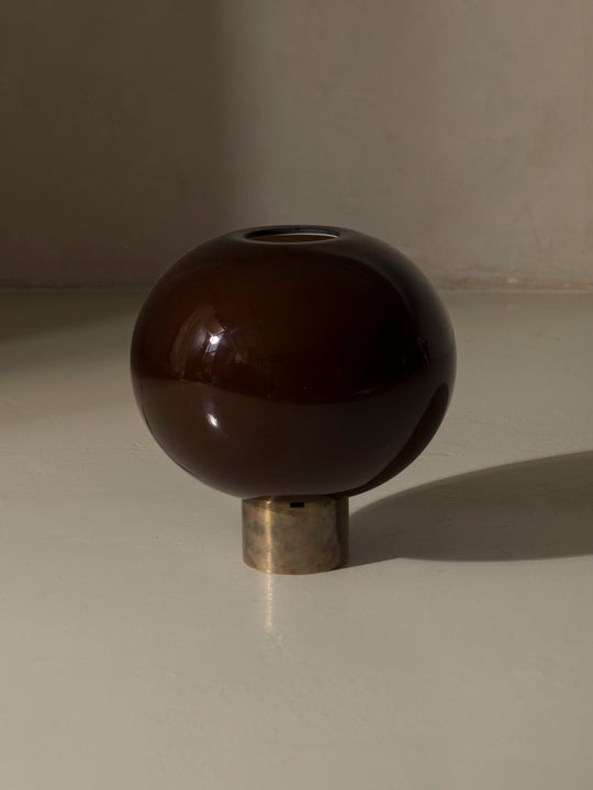 Lámpara sobremesa murano teja y latón