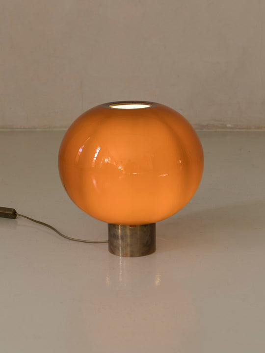 Lámpara sobremesa murano teja y latón