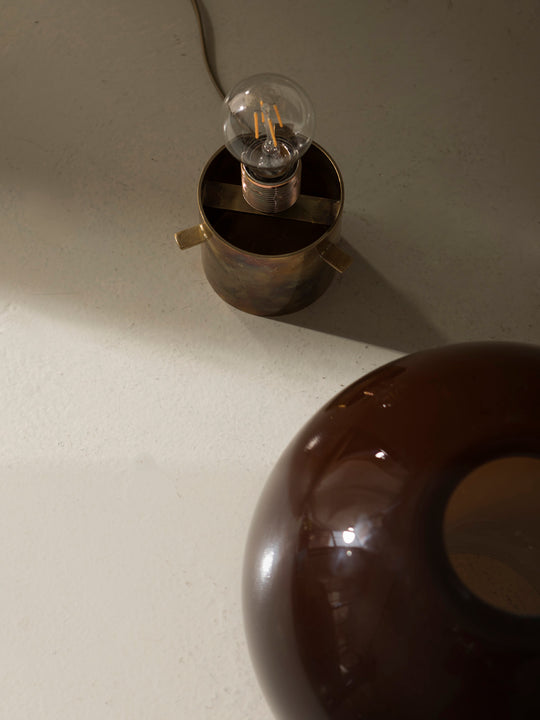 Lámpara sobremesa murano teja y latón