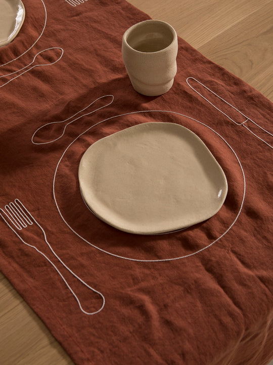 Camino “Duo Minimaliste” lino terracota 150x50cm