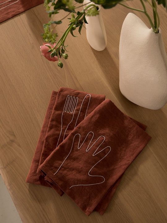 Camino “Duo Minimaliste” lino terracota 150x50cm