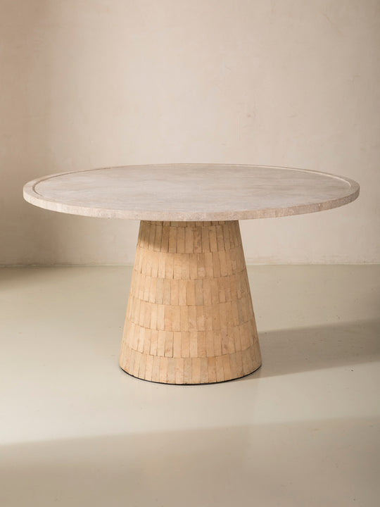 Zak table travertine and terracotta
