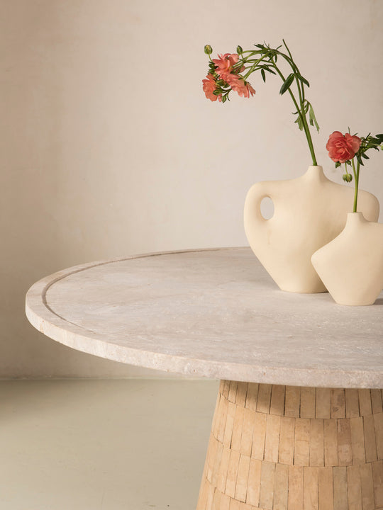 Zak table travertine and terracotta