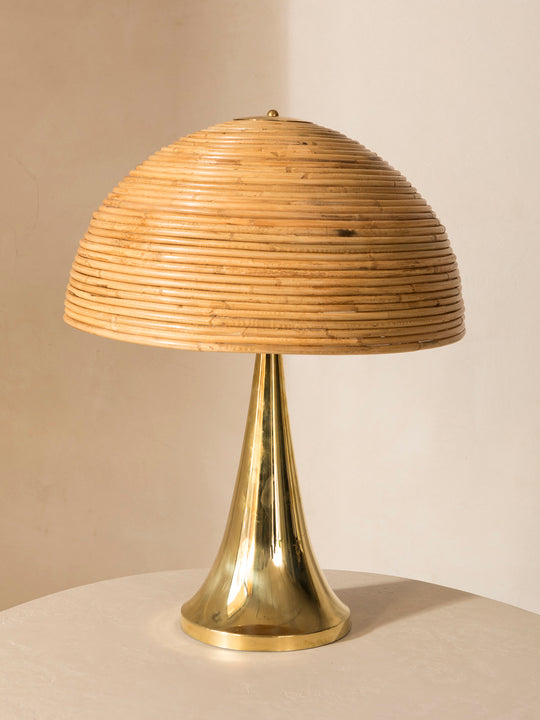 Lámpara bambú y latón Palm Beach Regency Style