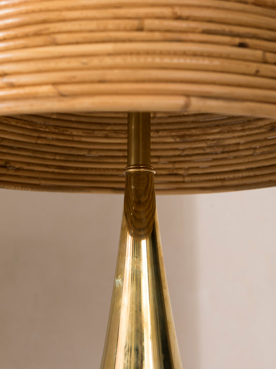 Lámpara bambú y latón Palm Beach Regency Style