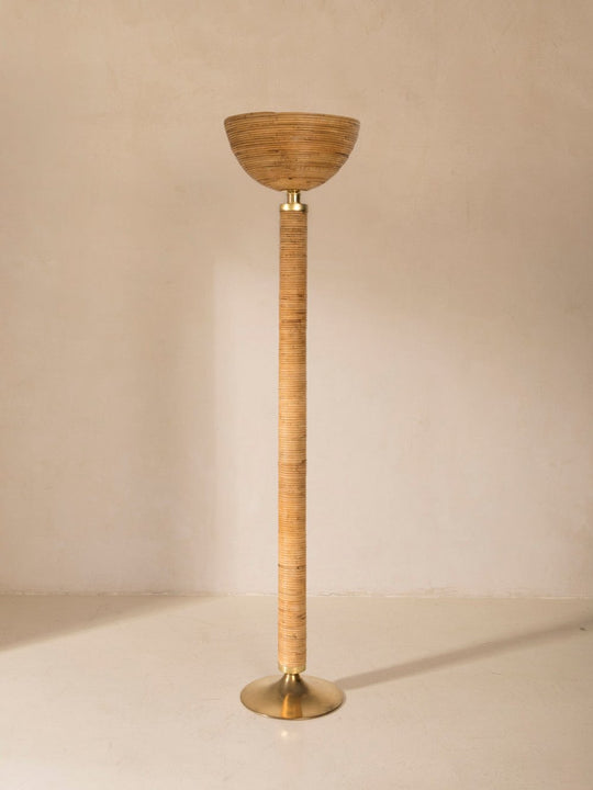 Italian handmade brass and bamboo floor lamp
