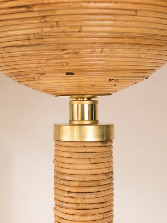 Italian handmade brass and bamboo floor lamp