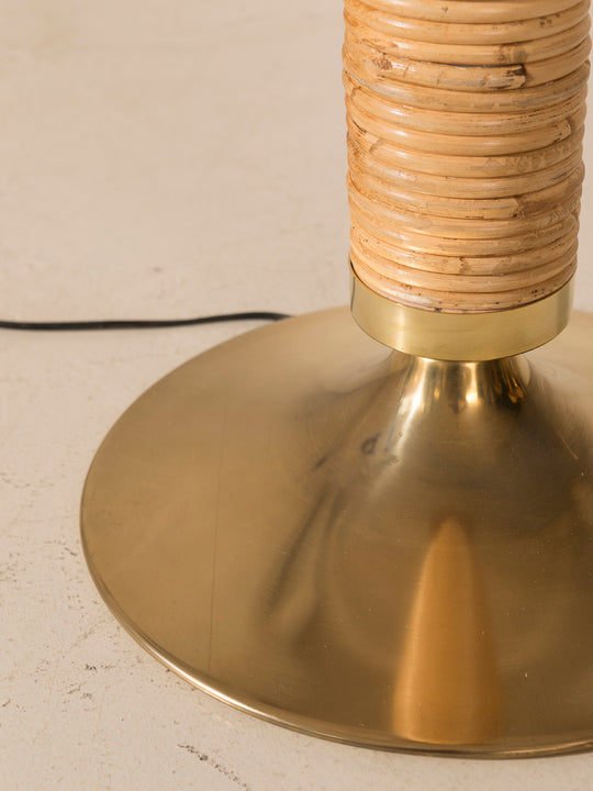 Italian handmade brass and bamboo floor lamp