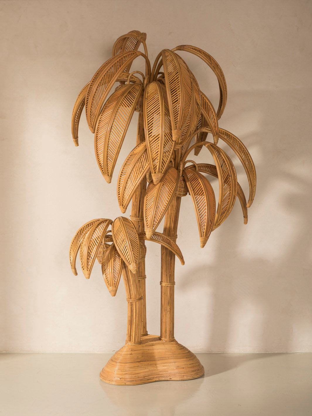 coconut palm floor lamp Palmera Rattan triple floor lamp – Rue Vintage 74
