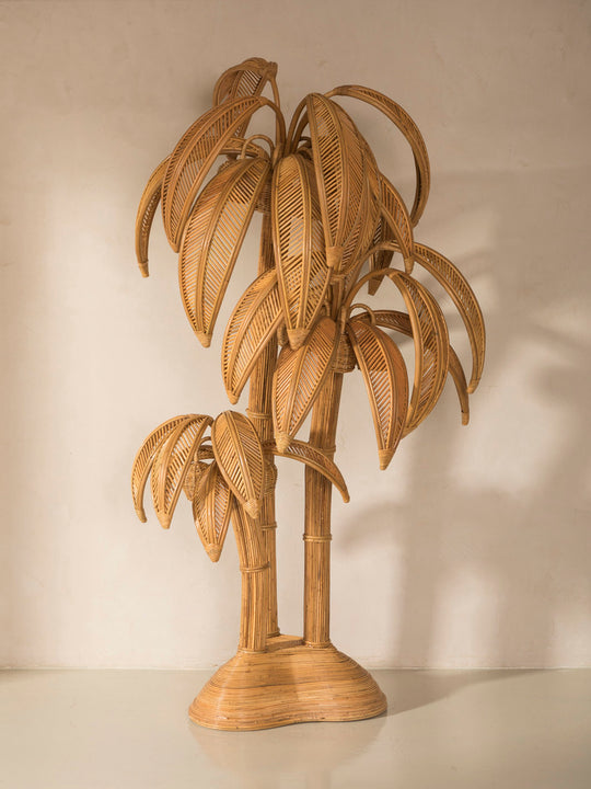 Lámpara de pie Palmera Ratán triple