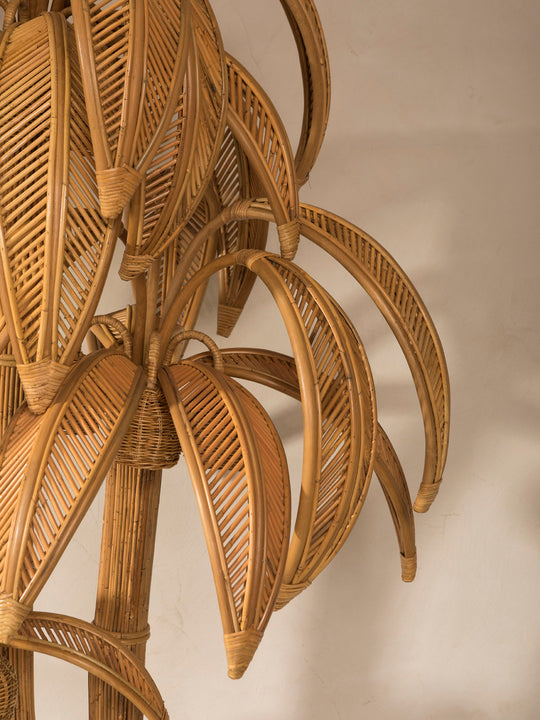 Lámpara de pie Palmera Ratán triple