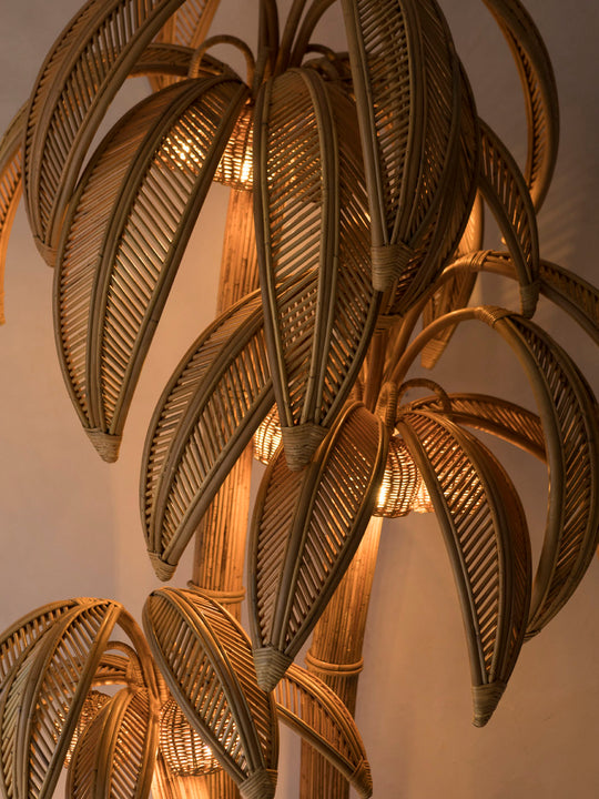 Lámpara de pie Palmera Ratán triple