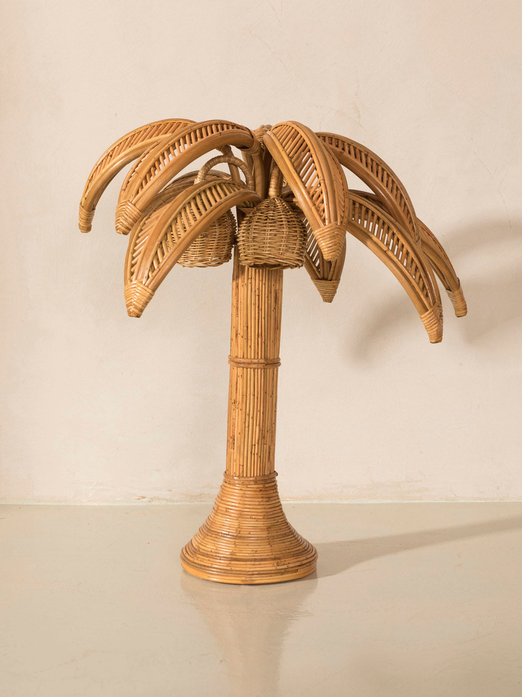 coconut palm tree lamp Palm Tree Rattan table lamp – Rue Vintage 74
