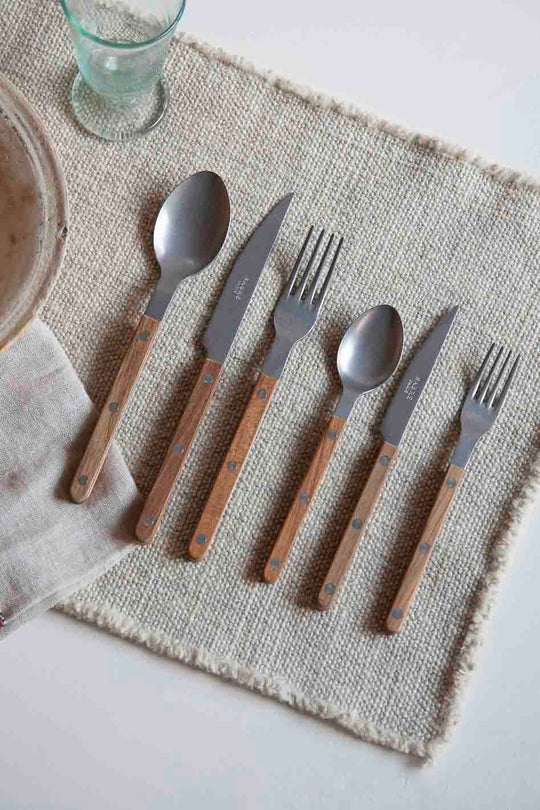 Teak Bistrot cutlery 6 pax. Saber Paris