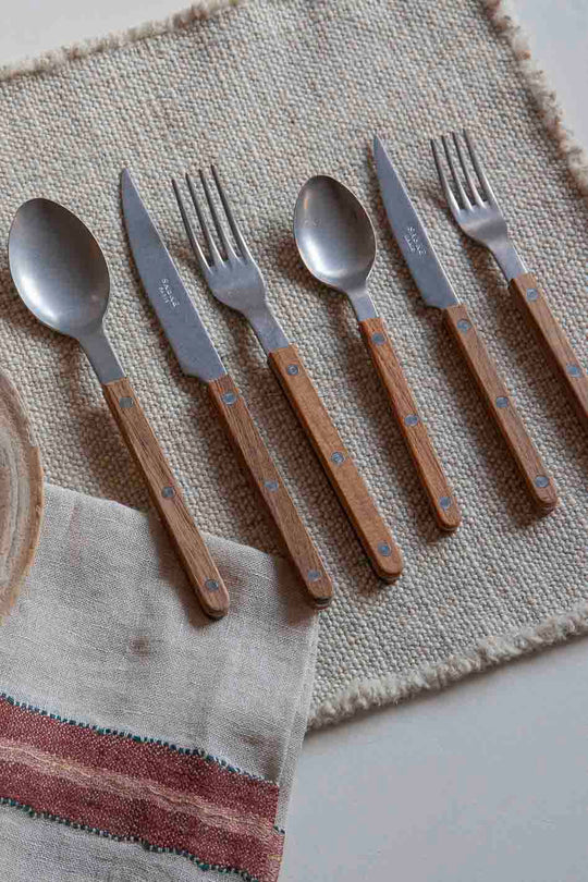 Teak Bistrot cutlery 6 pax. Saber Paris