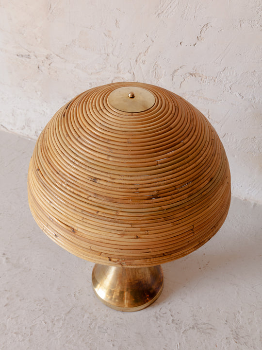 Lámpara artesanal italiana de latón y bambú