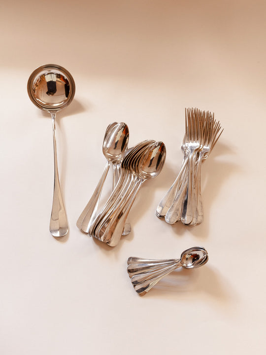 French silver metal cutlery from the 1920s for 12 people