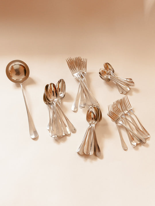 French silver metal cutlery from the 1920s for 12 people