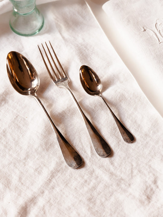 French silver metal cutlery from the 1920s for 12 people