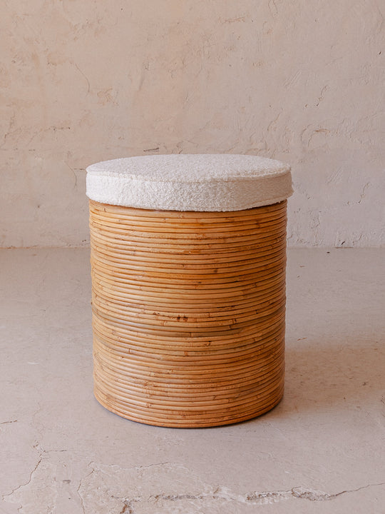 Pouf artesanal italiano de bambú y rizo