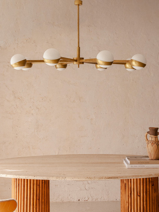 Italian Murano and brass ceiling lamp 8 lampshades