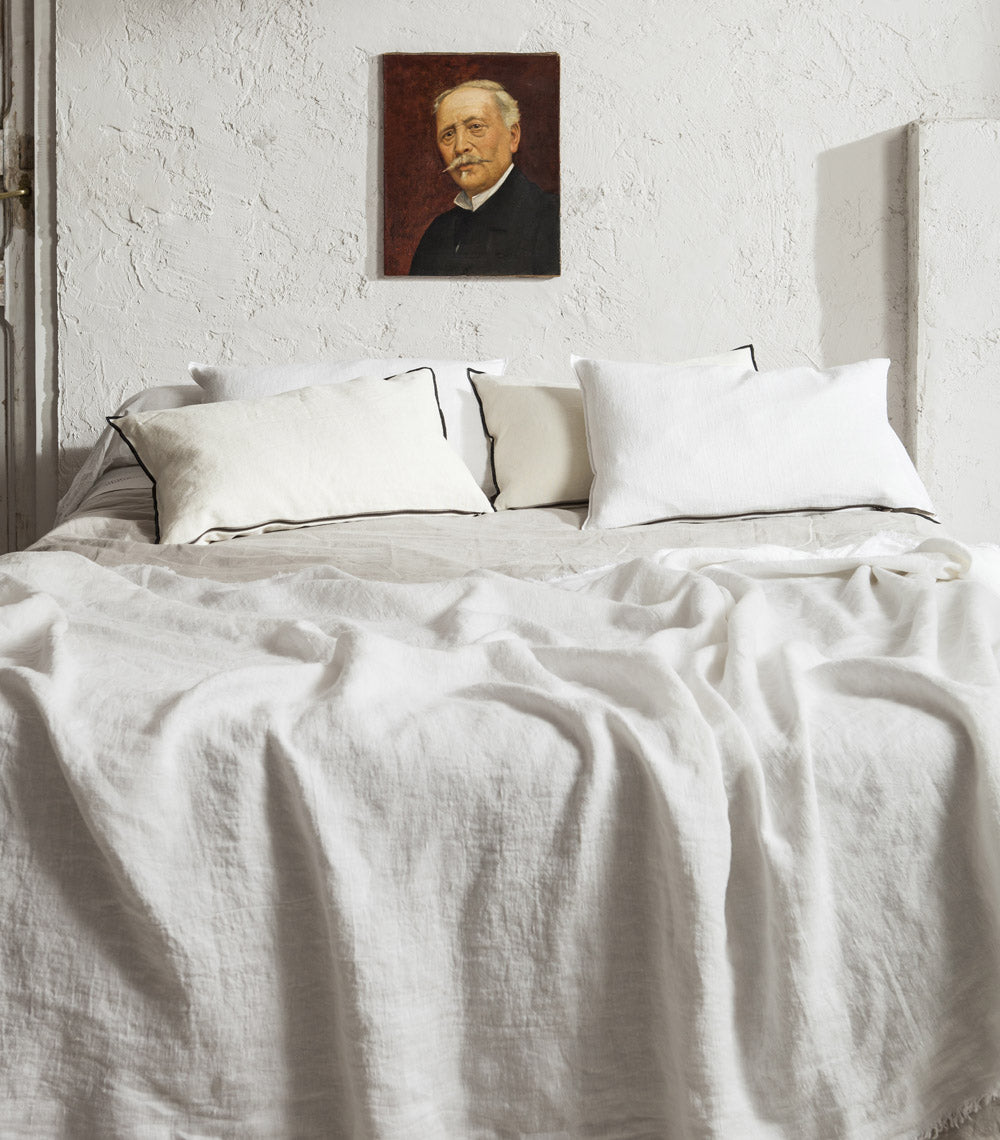 Coussin en lin Blanc / Ecru Maison de Vacances 40x60cm